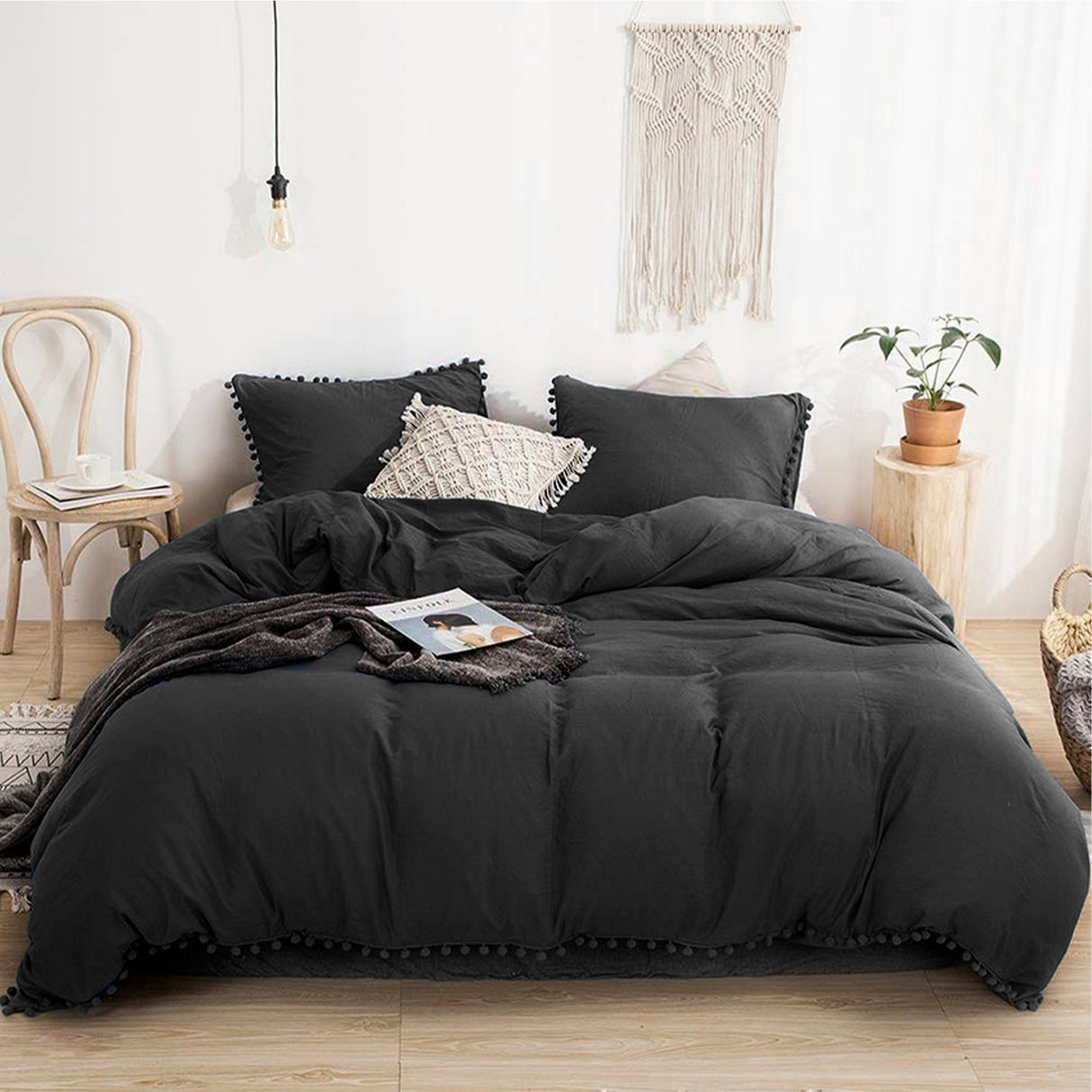 Edredón Boress Negro Para Cama Sencilla 90x190cm - Tendidos y Cubrelechos | Bylmo