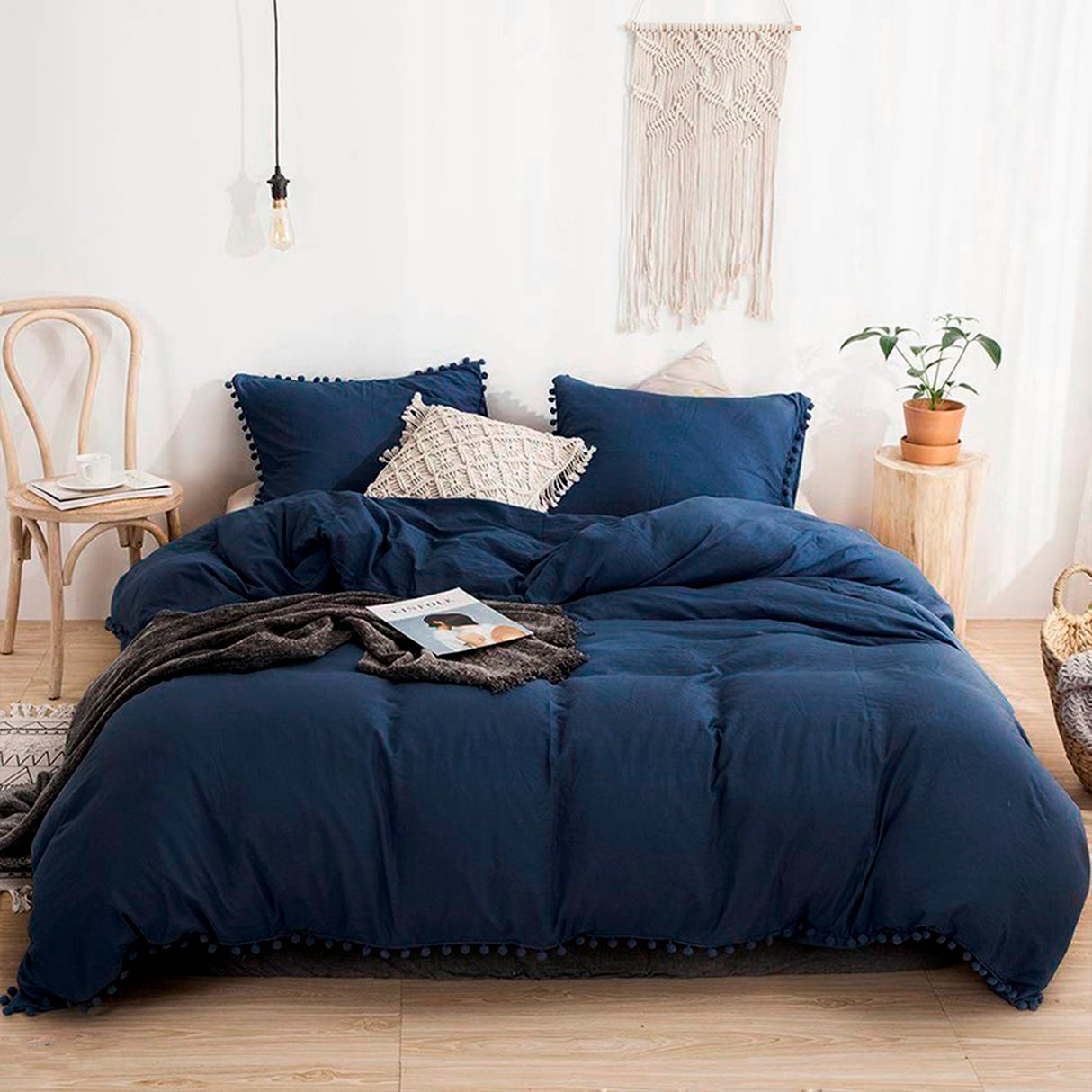 Edredón Boress Azul Oscuro Para Cama Doble 140x190cm - Tendidos y Cubrelechos | Bylmo