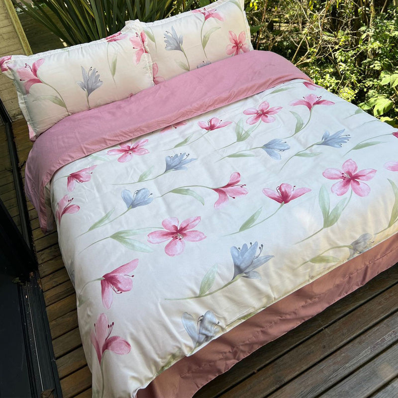 Duvet Floravet Fucsia Para Cama Doble 140x190cm Acolchado