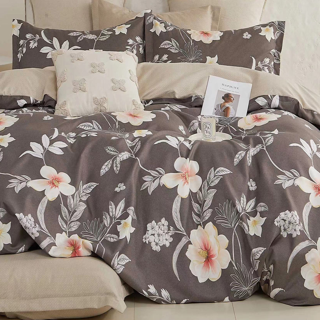 Duvet Floravet Negro Para Cama Doble 140x190cm Sin Acolchado - Tendidos y Cubrelechos | Bylmo