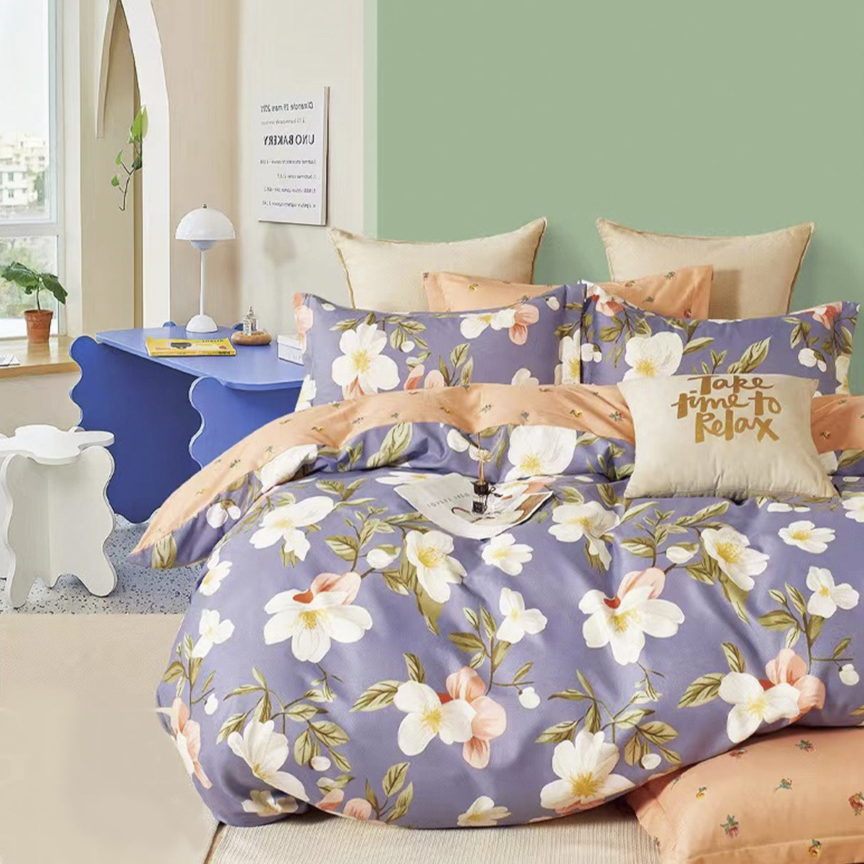 Duvet Floravet Azul Para Cama Doble 140x190cm Sin Acolchado - Tendidos y Cubrelechos | Bylmo