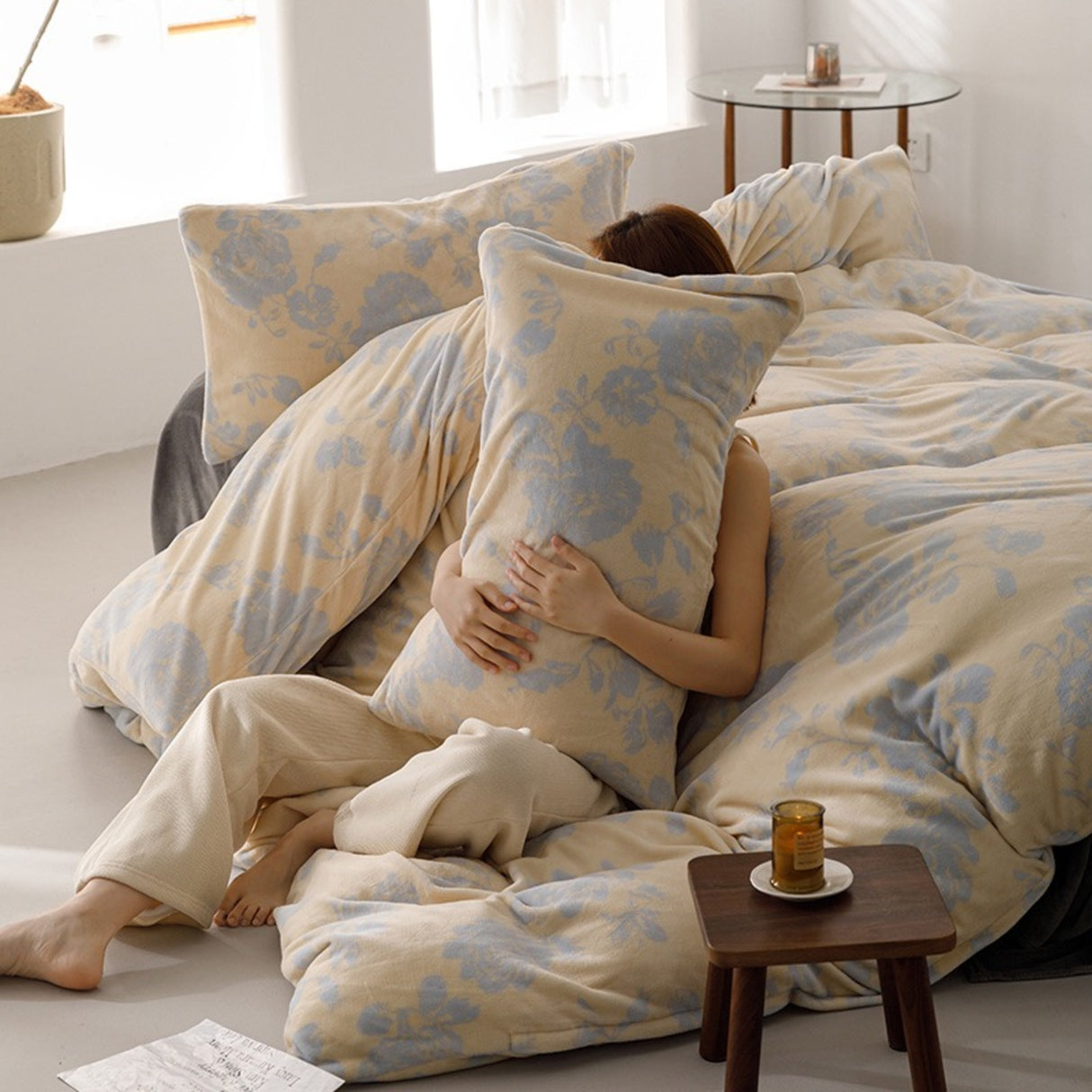 Duvet DIFloral Beige Para Cama Queen 160x190cm Acolchado - Tendidos y Cubrelechos | Bylmo