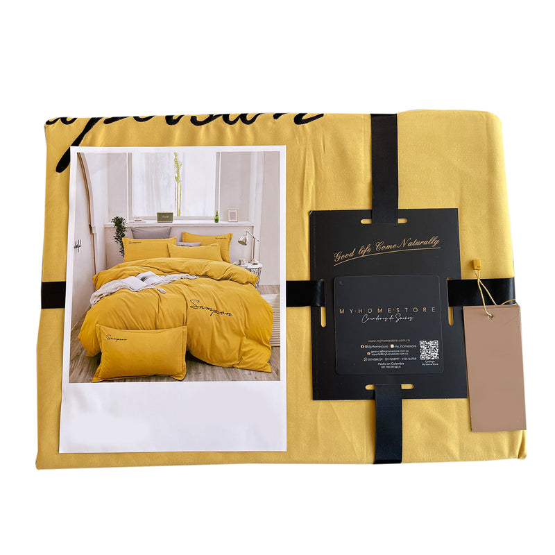 Duvet Sampson Mostaza Para Cama Queen 160x190cm Acolchado