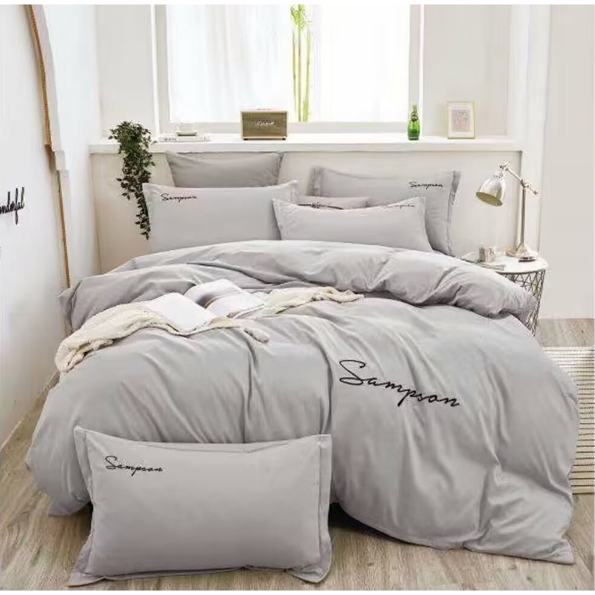 Duvet Sampson Gris Claro Para Cama Doble 140x190cm Sin Acolchado - Tendidos y Cubrelechos | Bylmo