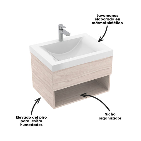 Mueble Para Lavamanos Essential Soder 63x48cm Flotante Con Lavamanos Siena - Muebles para Lavamanos | Bylmo