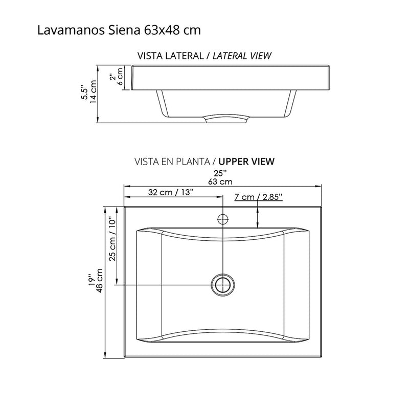 Mueble Para Lavamanos Essential Soder 63x48cm Flotante Con Lavamanos Siena