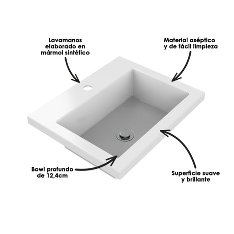 Mueble Para Lavamanos Life Mitte 48x48cm Flotante Con Lavamanos Oslo - Muebles para Lavamanos | Bylmo