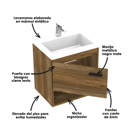 Mueble Para Lavamanos Life Gracia 47x48cm Flotante Con Lavamanos Oslo - Muebles para Lavamanos | Bylmo