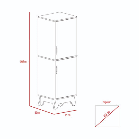 Alacena BiColor Duna con Blanco 45x150cm Con Patas - Alacenas y Muebles Microondas | Bylmo