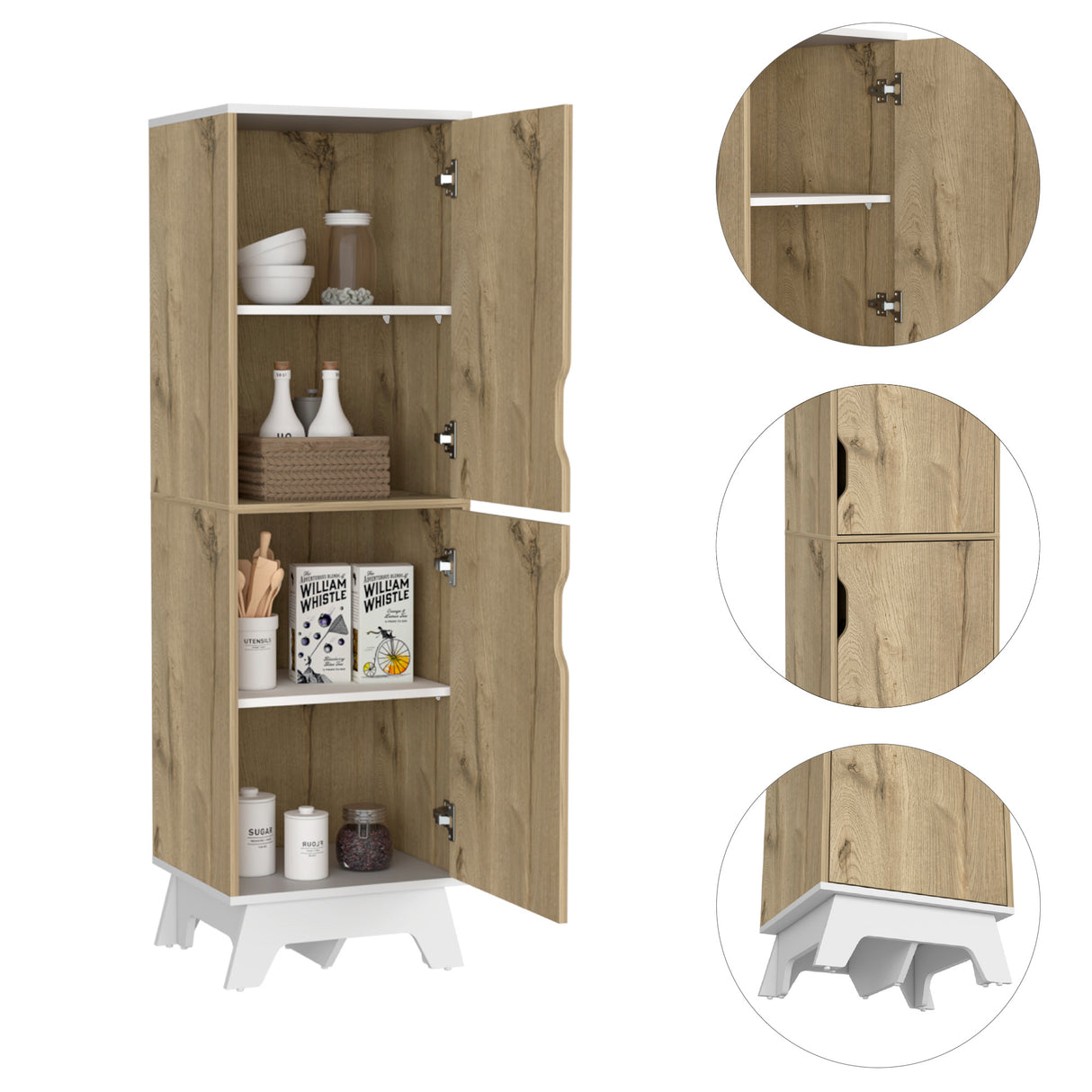 Alacena BiColor Duna con Blanco 45x150cm Con Patas - Alacenas y Muebles Microondas | Bylmo