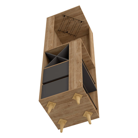 Bar Esquinero Salem Miel 50x180cm con Dos Cajones - Bares | Bylmo