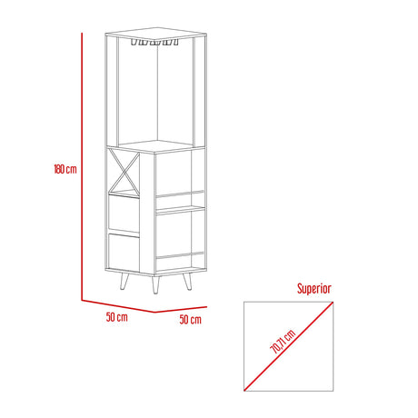 Bar Esquinero Salem Miel 50x180cm con Dos Cajones - Bares | Bylmo