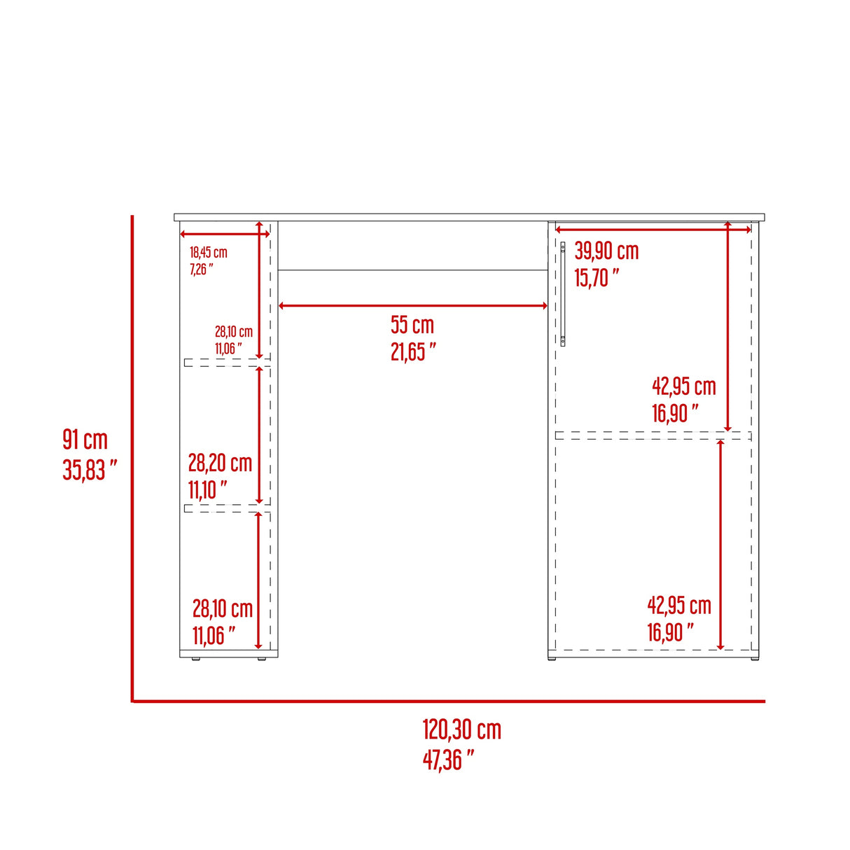 Barra de Cocina Allen Bardolino 120.3x91cm con Tres Entrepaños - Barras y Muebles Auxiliares | Bylmo