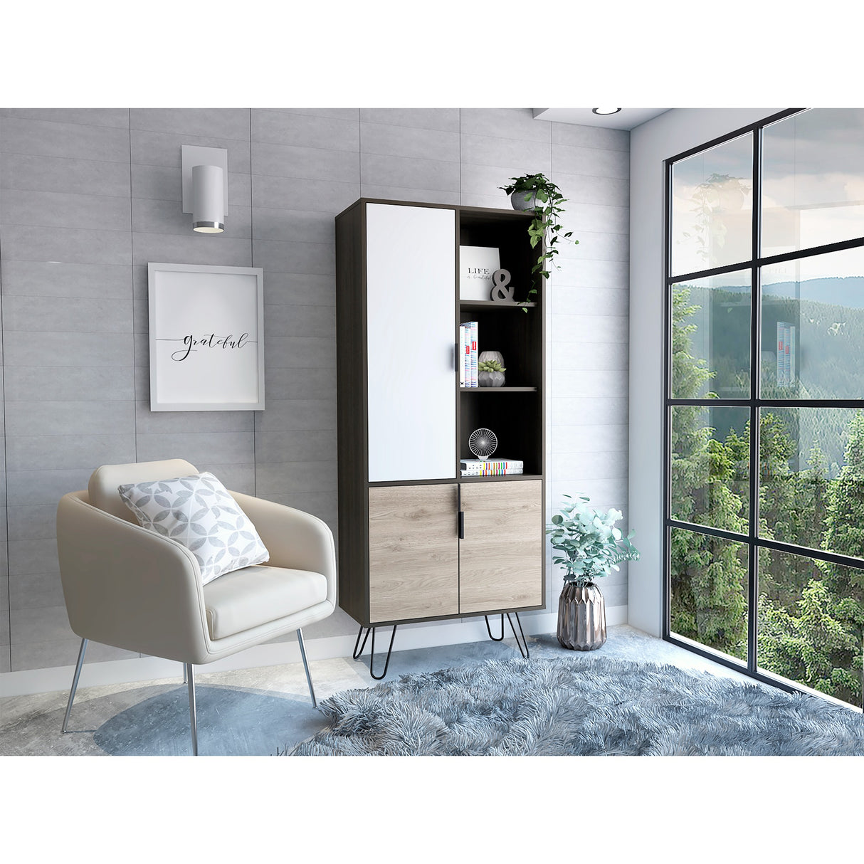 Biblioteca Borealis Carbón 72.1x170cm con Ocho Entrepaños - Bibliotecas y Estanterías | Bylmo