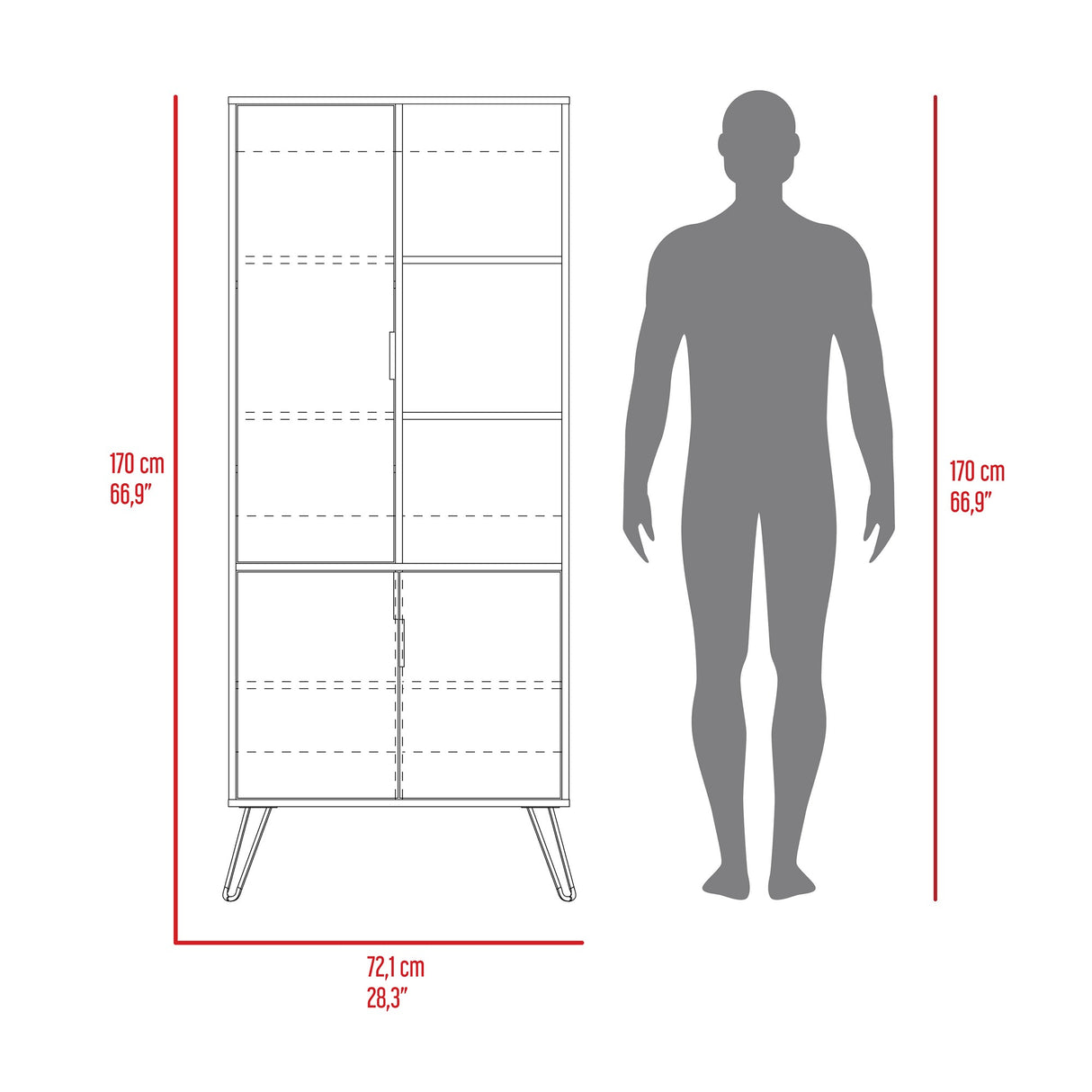 Biblioteca Borealis Carbón 72.1x170cm con Ocho Entrepaños - Bibliotecas y Estanterías | Bylmo