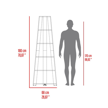 Estantería Garden Wengue 68.5x180cm Esquinero con Cuatro Entrepaños - Bibliotecas y Estanterías | Bylmo