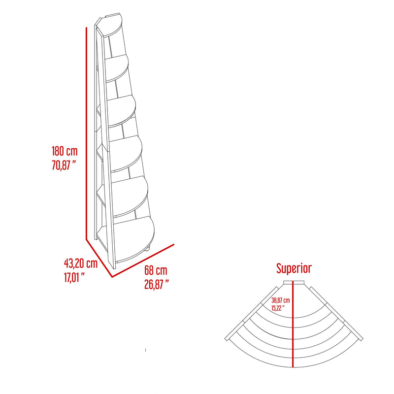 Estantería Garden Wengue 68.5x180cm Esquinero Con Cuatro Entrepaños