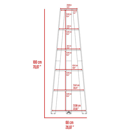 Estantería Garden Wengue 68.5x180cm Esquinero con Cuatro Entrepaños - Bibliotecas y Estanterías | Bylmo