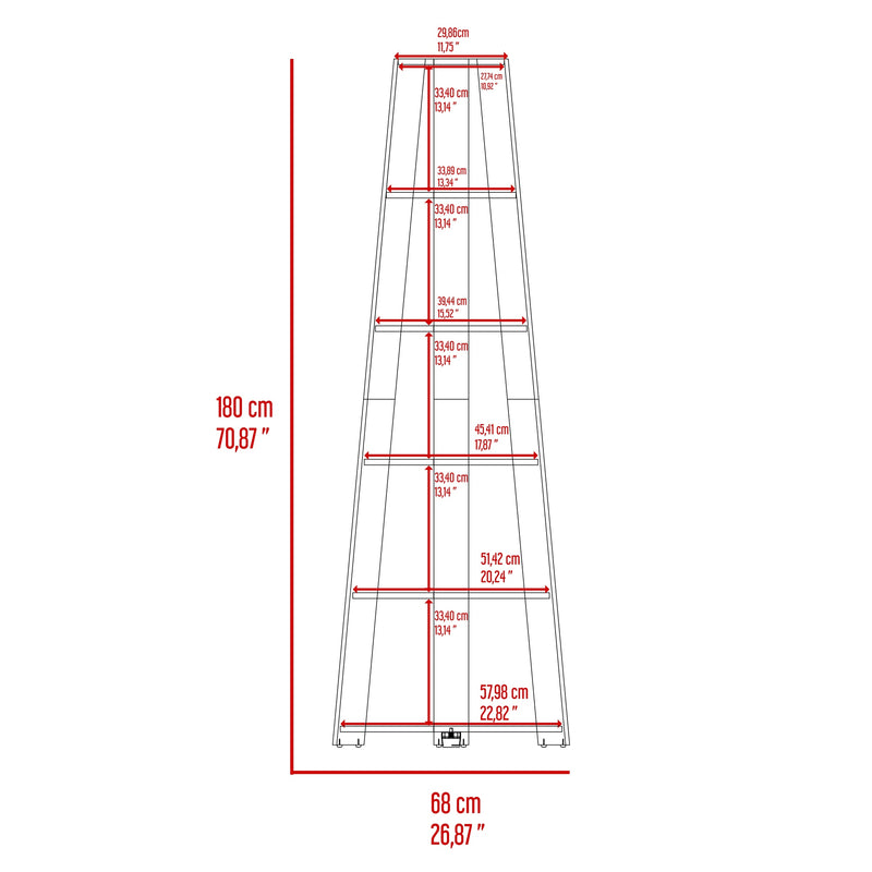 Estantería Garden Wengue 68.5x180cm Esquinero Con Cuatro Entrepaños