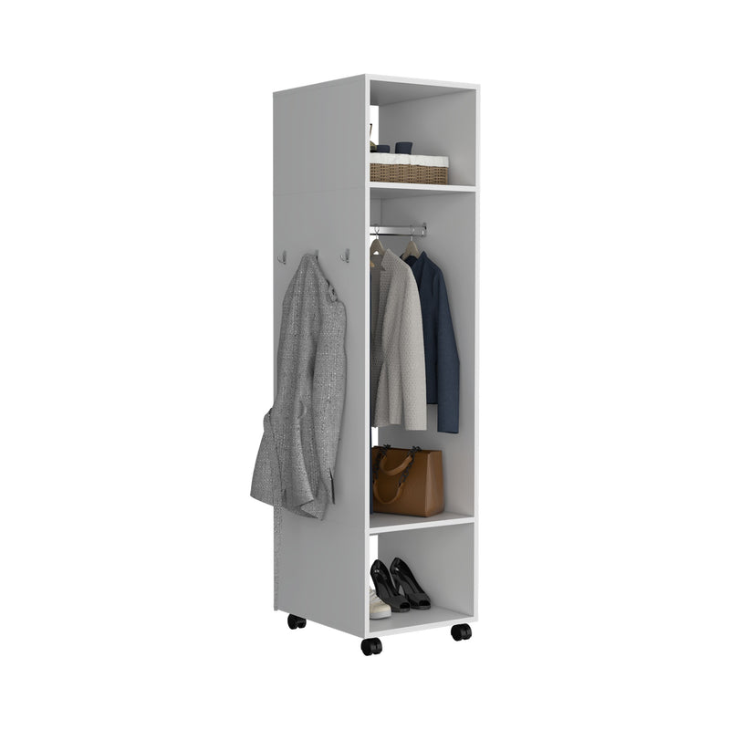 Closet Custer Blanco 40x160cm Con Rodachines Y Espejo