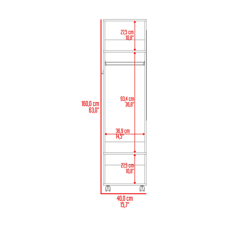 Closet Custer Blanco 40x160cm Con Rodachines Puerta Y Espejo