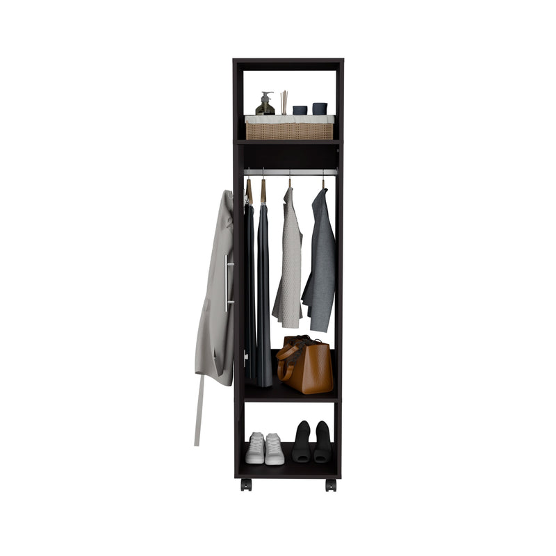 Closet Custer Wengue 40x160cm Con Rodachines Puerta Y Espejo