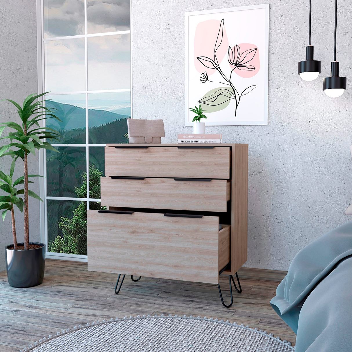 Cajonera Augusta Novo Ceniza 76.5x90.3cm con Tres Cajones - Cajoneras y Comodas | Bylmo