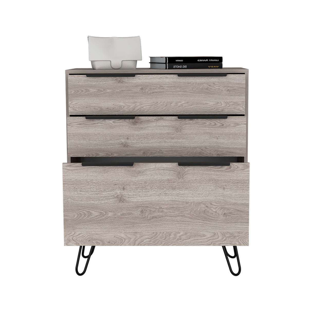 Cajonera Augusta Novo Ceniza 76.5x90.3cm con Tres Cajones - Cajoneras y Comodas | Bylmo