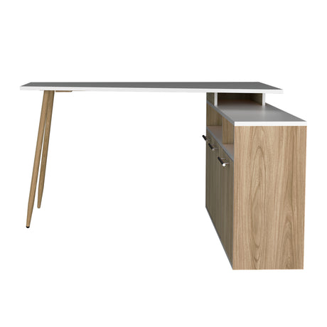 Escritorio en L SIngapur Fresno Europeo 130x72.5cm con Organizador de Libros - Escritorios | Bylmo