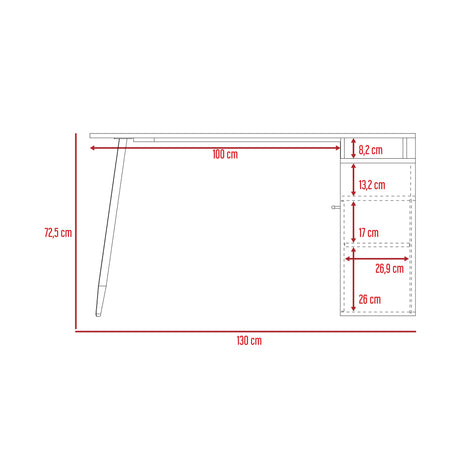 Escritorio en L SIngapur Fresno Europeo 130x72.5cm con Organizador de Libros - Escritorios | Bylmo