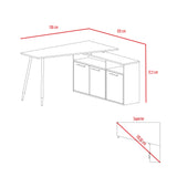 Escritorio en L SIngapur Fresno Europeo 130x72.5cm con Organizador de Libros - Escritorios | Bylmo