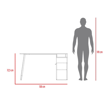 Escritorio en L SIngapur Fresno Europeo 130x72.5cm con Organizador de Libros - Escritorios | Bylmo
