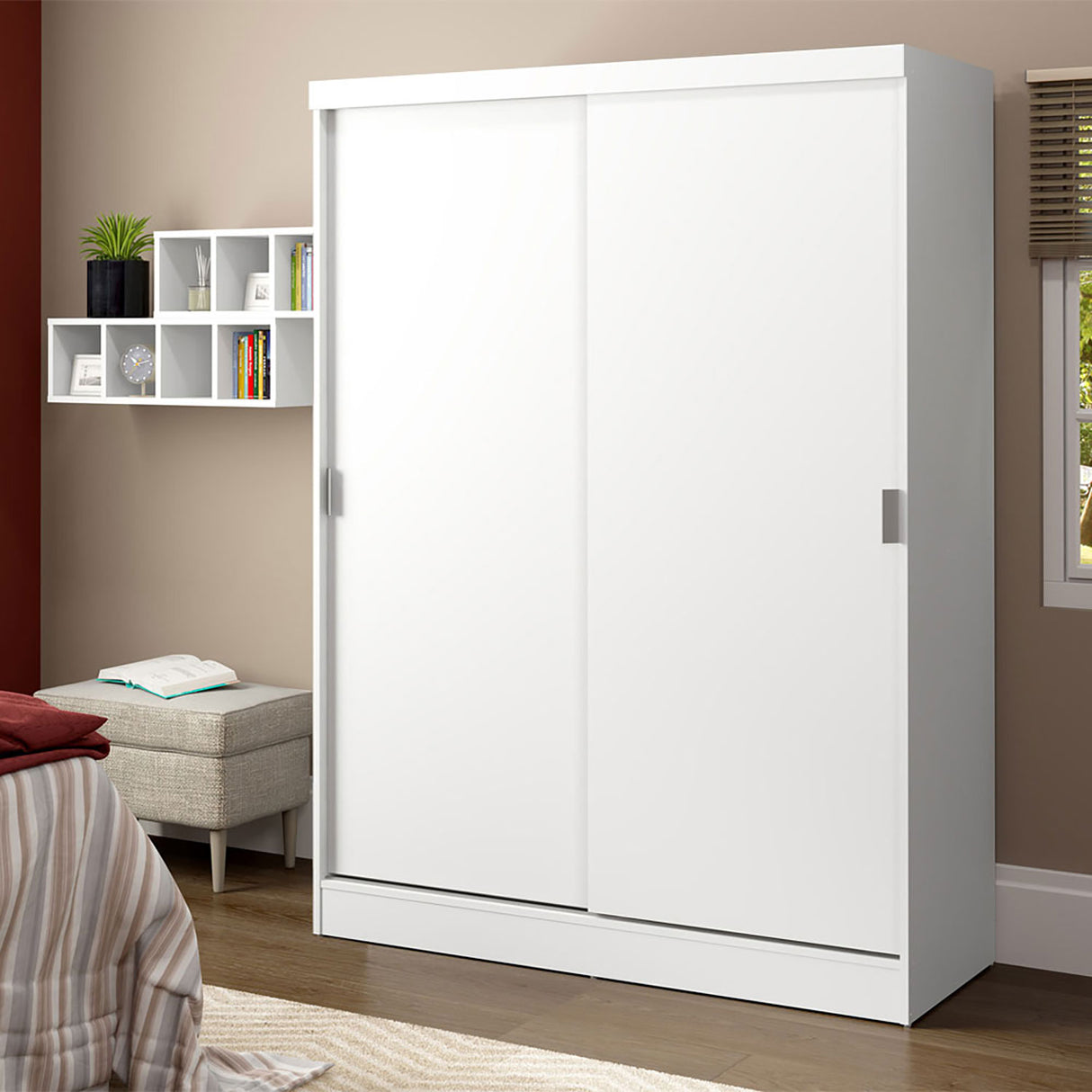 Closet Luke Blanco 120x183cm sin Espejo y con Dos Cajones - Closets | Bylmo