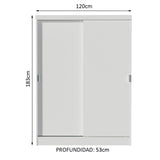 Closet Luke Blanco 120x183cm sin Espejo y con Dos Cajones - Closets | Bylmo