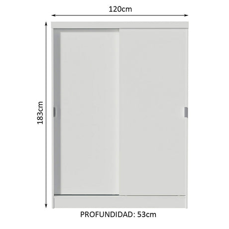 Closet Luke Blanco 120x183cm sin Espejo y con Dos Cajones - Closets | Bylmo