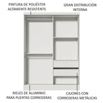 Closet Luke Blanco 120x183cm Con Espejo Y Tres Cajones