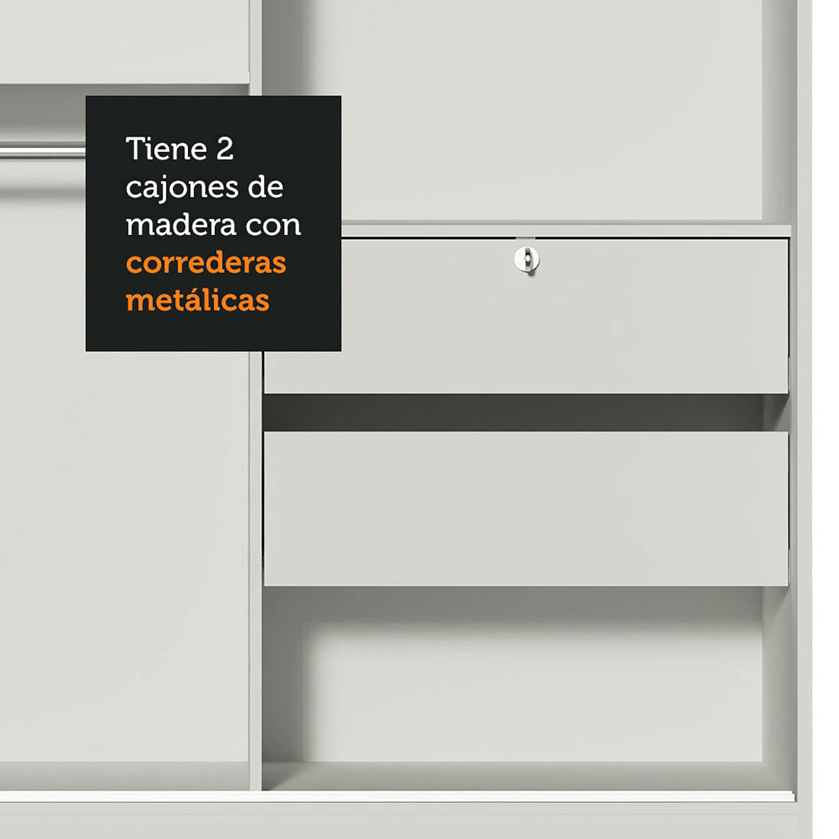 Closet Luke Blanco 120x183cm con Espejo y Tres Cajones - Closets | Bylmo