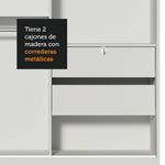 Closet Luke Blanco 120x183cm Con Espejo Y Tres Cajones