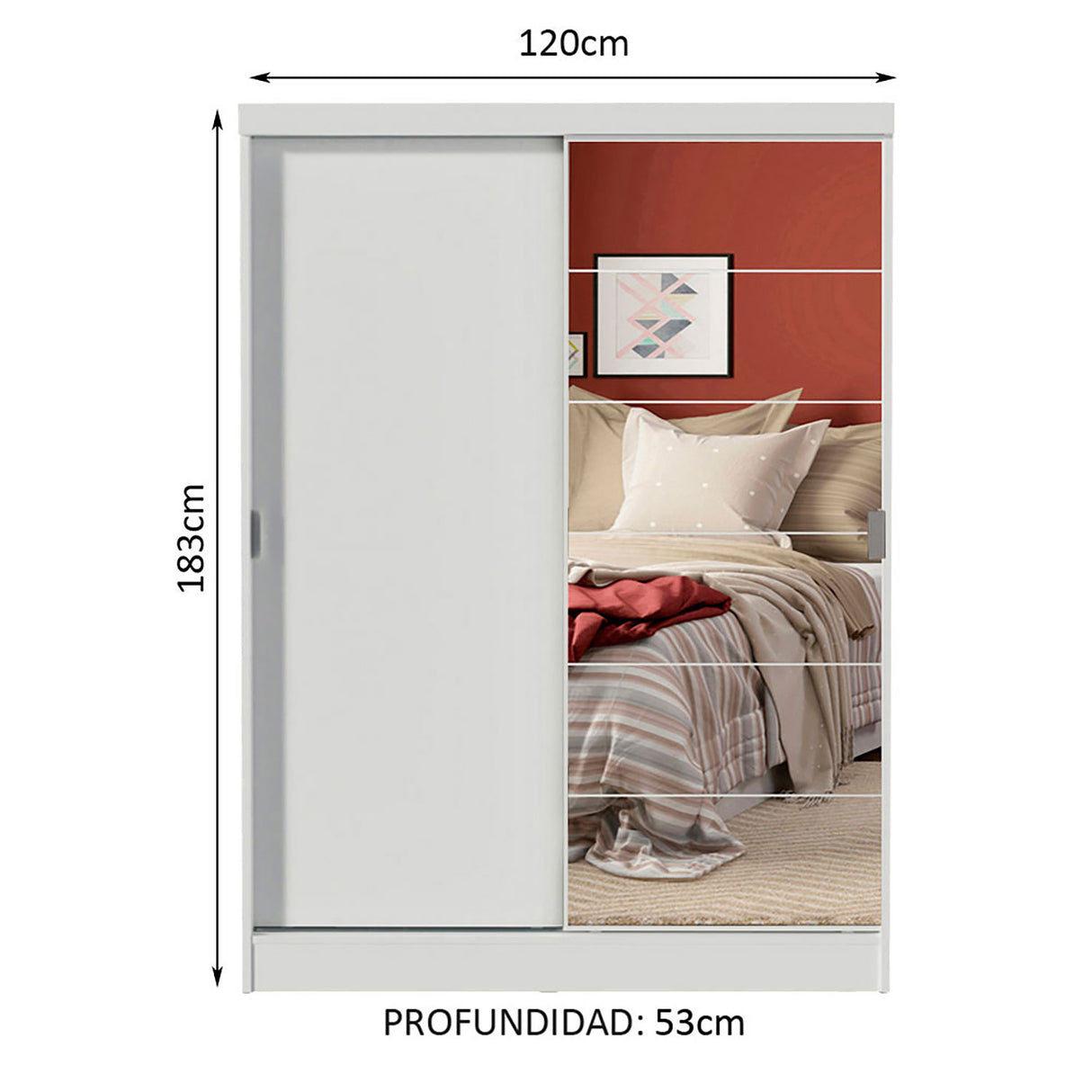Closet Luke Blanco 120x183cm con Espejo y Tres Cajones - Closets | Bylmo