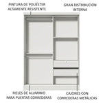 Closet Luke Blanco 120x183cm Con Espejo Y Cuatro Cajones