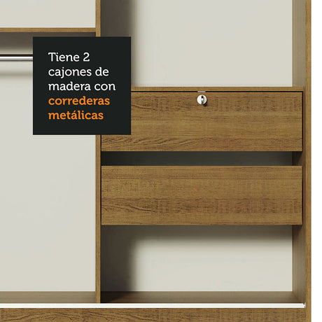 Closet Luke Marron 120x183cm sin Espejo y con Dos Cajones - Closets | Bylmo