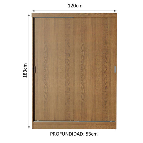 Closet Luke Marron 120x183cm sin Espejo y con Dos Cajones - Closets | Bylmo