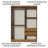 Closet Luke Marron 120x183cm con Espejo y Tres Cajones - Closets | Bylmo
