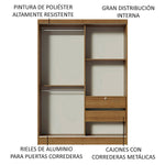 Closet Luke Marron 120x183cm Con Espejo Y Cuatro Cajones