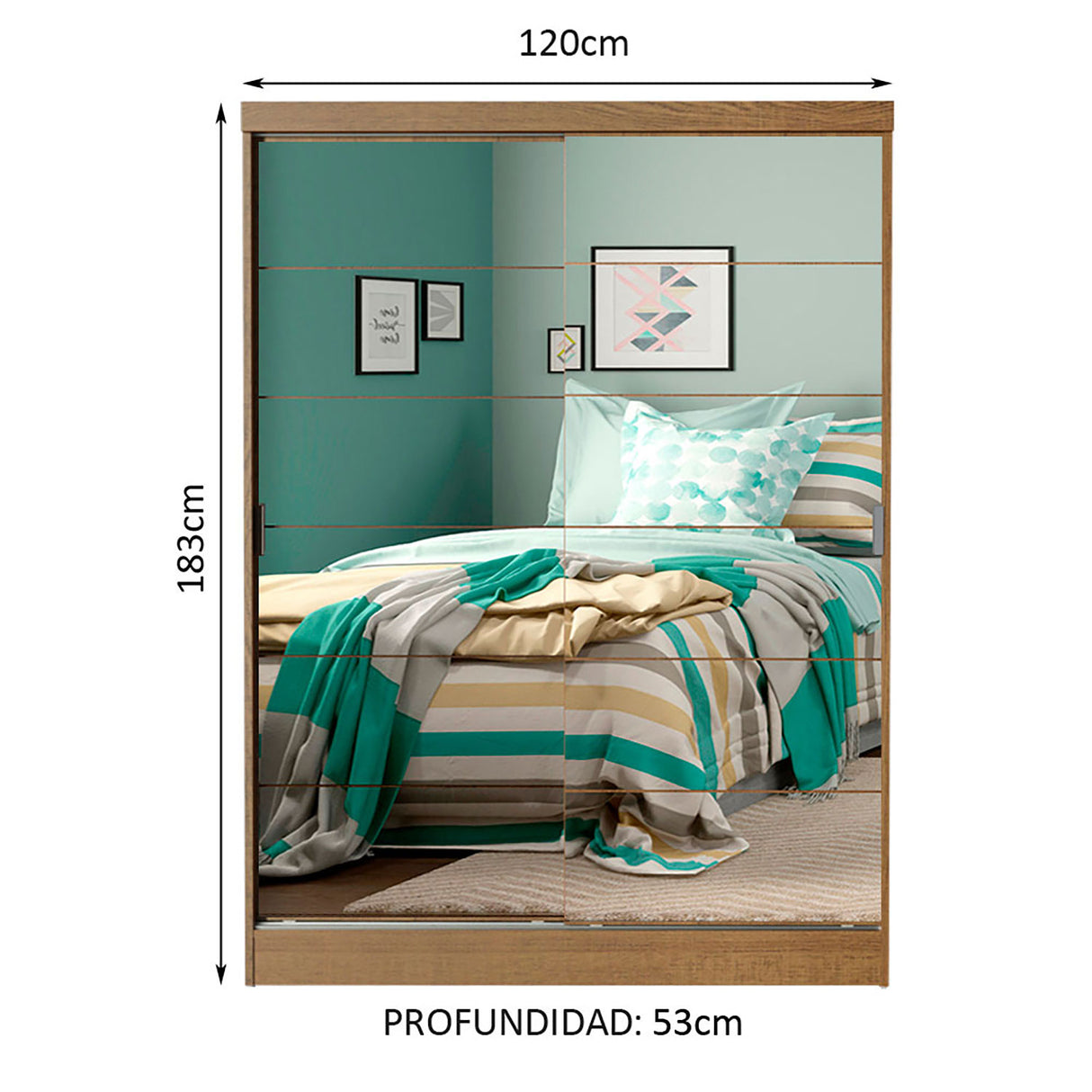 Closet Luke Marron 120x183cm con Espejo y Cuatro Cajones - Closets | Bylmo