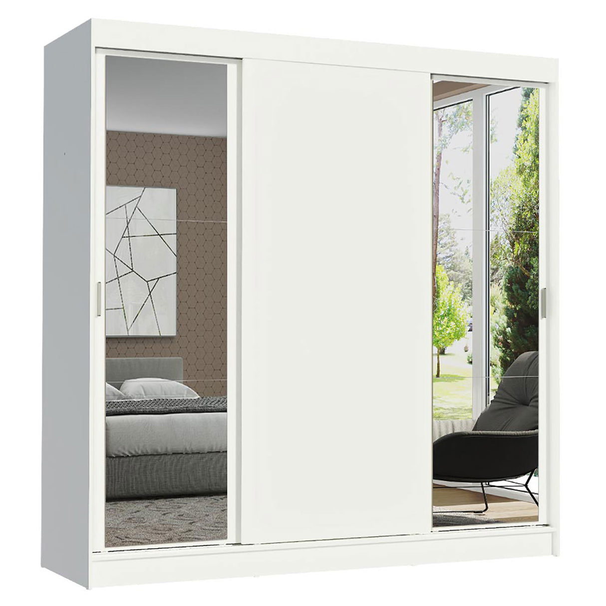 Closet Reno Blanco 180x205cm con Espejo y Cinco Cajones - Closets | Bylmo