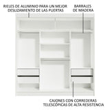 Closet Reno Blanco 180x205cm con Espejo y Cinco Cajones - Closets | Bylmo