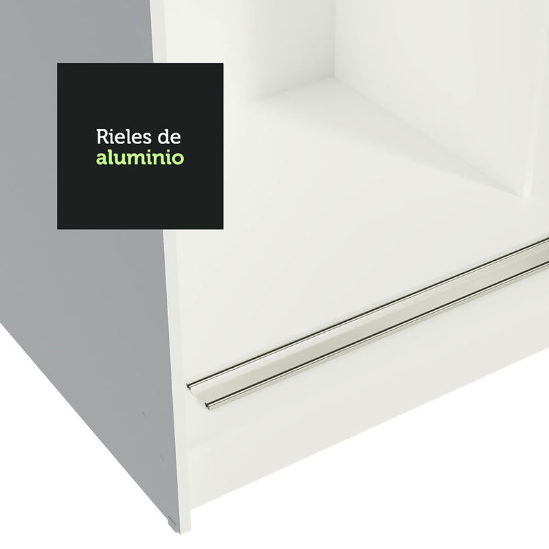 Closet Reno Blanco 180x205cm Con Espejo Y Cinco Cajones