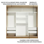 Closet Reno Marron 180x205cm Con Espejo Y Cuatro Cajones