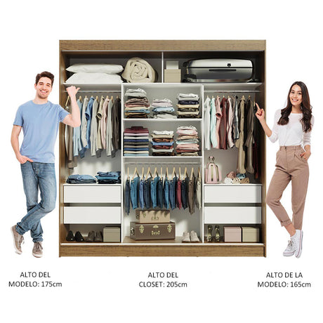 Closet Reno Marron 180x205cm con Espejo y Cuatro Cajones - Closets | Bylmo